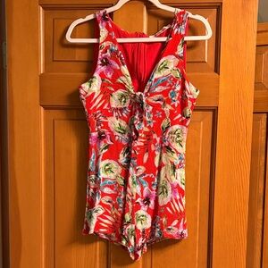 The Impeccable Pig Red Floral Jumpsuit